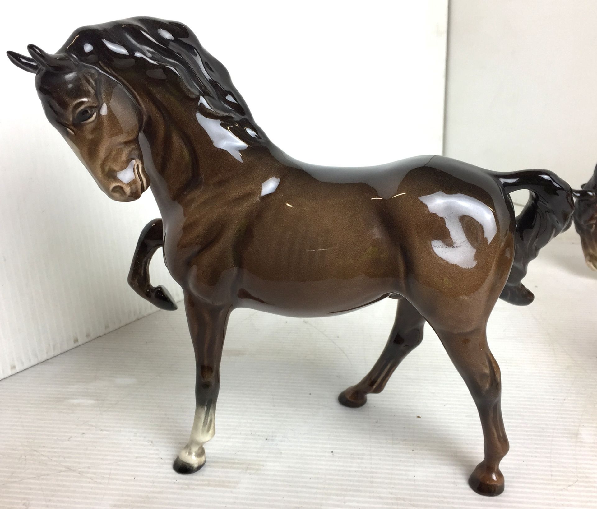 Four items including three Beswick animals including bay prancing stallion19cm high (repair to - Image 2 of 14