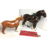 Two ceramic horse figurines including Beswick Suffolk Punch Champion Hasse Dainty 20cm high,