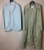 Two preworn ladies Mango garments - oversized long trench coat in light green size medium,