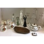 Fourteen items including Limoges teapot, three glass decanters,