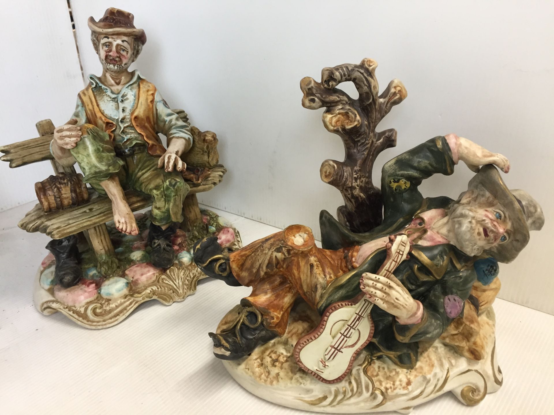 Ten ceramic items including five Capo de Monte figurines from 23 to 28cm high - noticed man with - Image 2 of 6