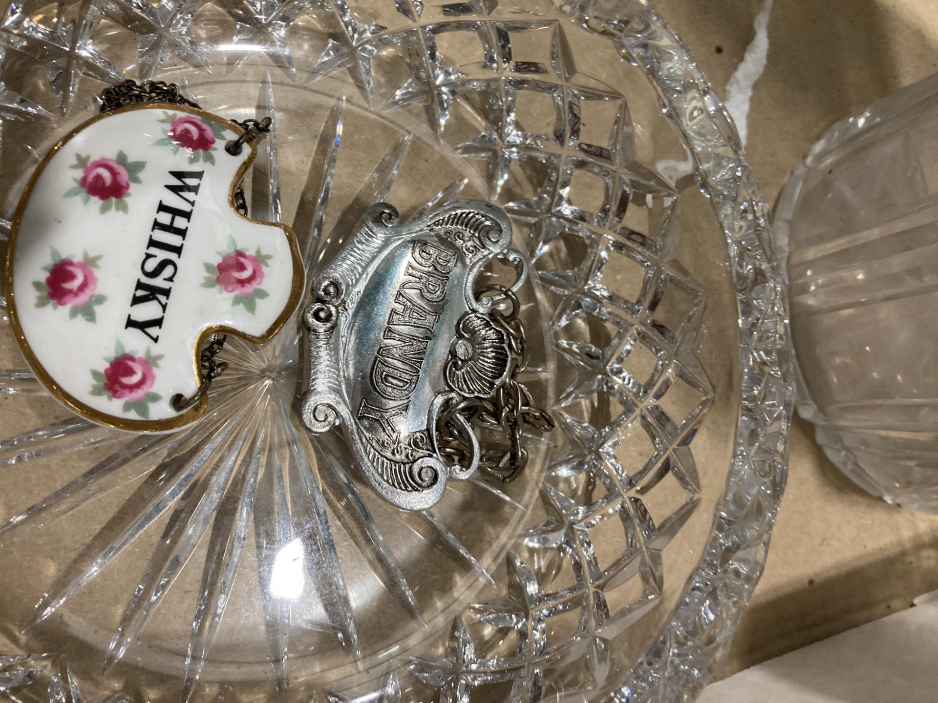 Contents to three trays - a good selection of glassware including a claret jug with plated lid, - Image 3 of 6
