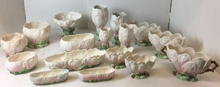 Complete collection of seventeen pieces of Sylvac Magnolia including four graduating vases 16 to
