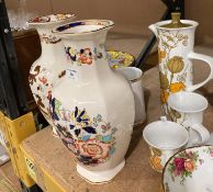 Two tall Mason's vases - Mandalay and Brown Velvet, each 30cm high, Midwinter coffee pot,