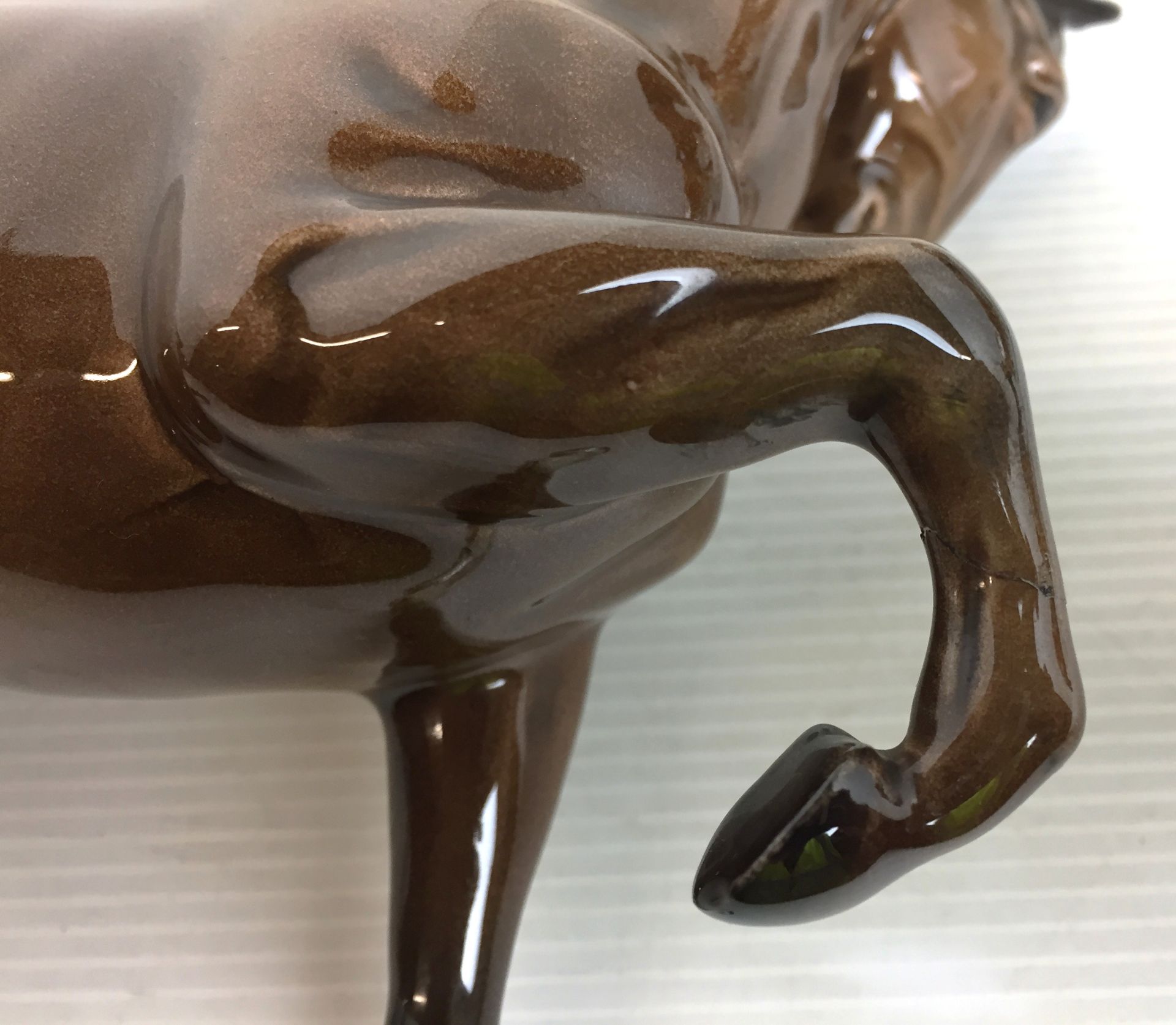 Four items including three Beswick animals including bay prancing stallion19cm high (repair to - Image 4 of 14