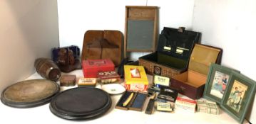 Twenty-five mainly vintage items including wicker writing box, cut throat and safety razors,