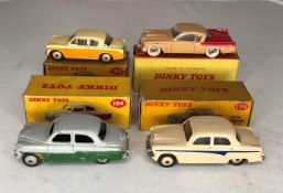 Four boxed Dinky Toys including No.164 Vauxhall Cresta Saloon, No.166 Sunbeam Rapier Saloon, No.