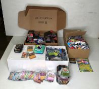 Contents to three boxes - a large collection of assorted Pokemon and Football cards (CWH Ref: S1