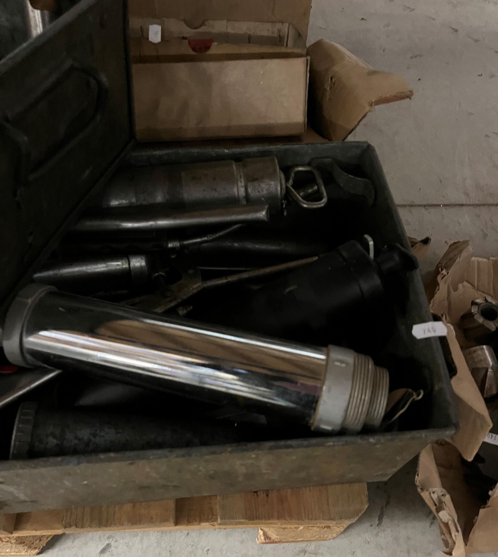 Contents to pallet - a quantity of HSS drill bits, grease guns, steel pipe clamps, - Image 5 of 7