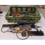 2 x pneumatic tackers, 1 x Bosch PMF 190E multi-tool, assorted tools,