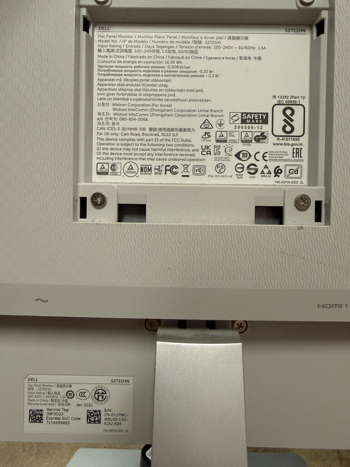 2 x Dell 27" computer monitors models S2721H and 1 x Dell 27" computer moniter model P2722H, - Image 3 of 7