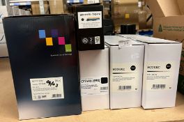4 x assorted HP LaserJet Pro toner cartridges for various models and a Brother TN247B toner
