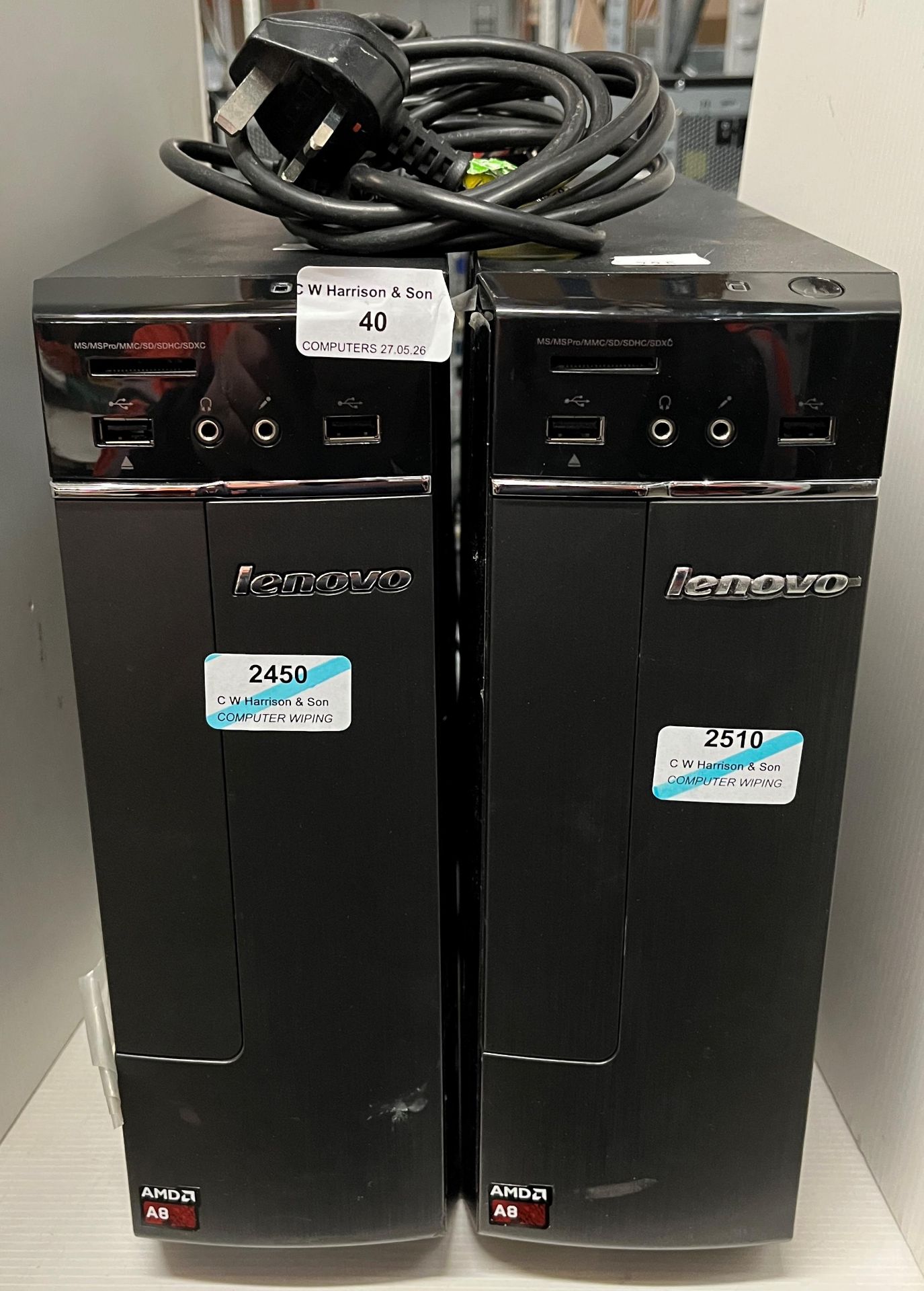 2 x Lenovo H30-05 desktop computers (both have had a bios test and have AMD A8 8GB RAM 1TB HD)