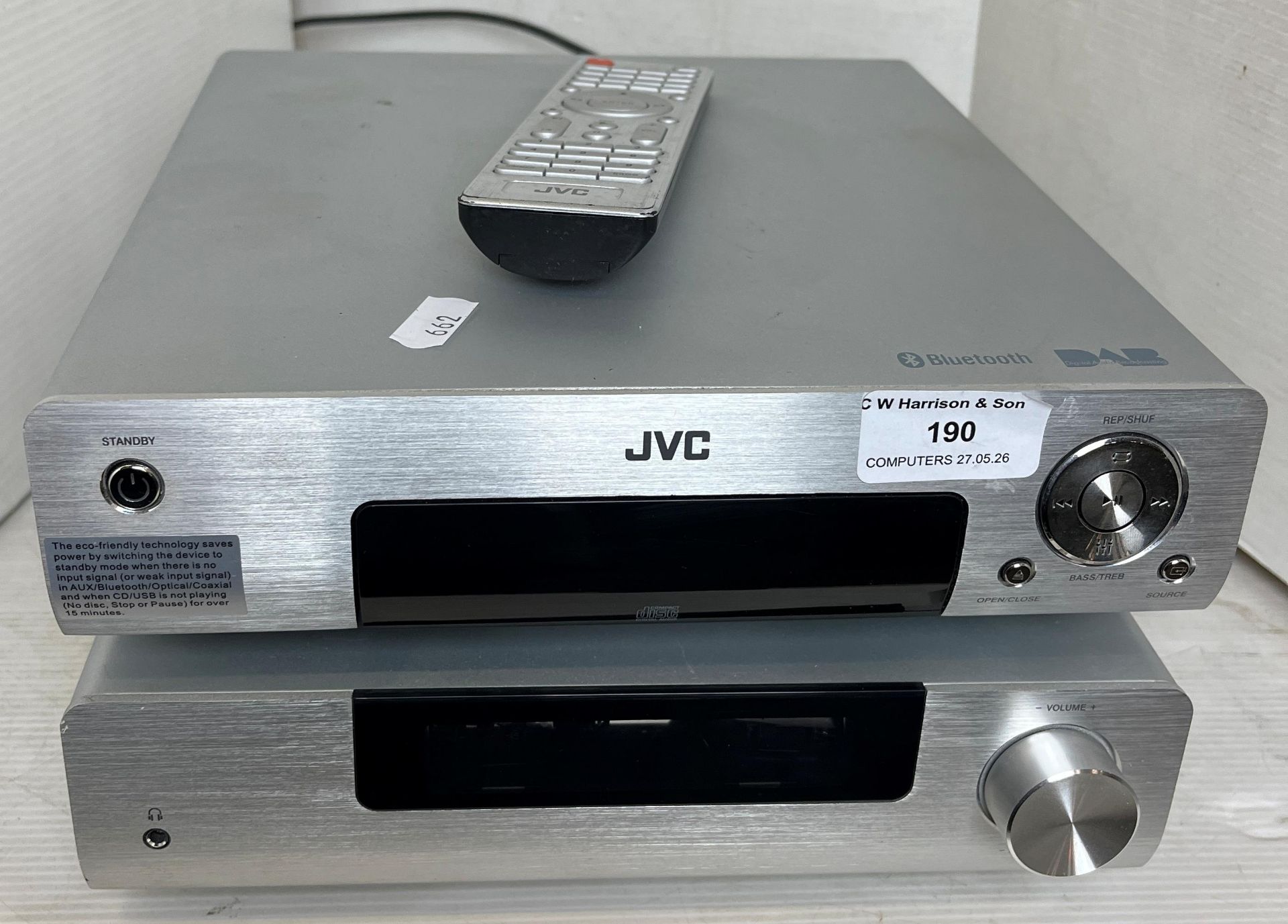 JVC Valve Tech Bluetooth DAB Hi-Fi system complete with remote (no speakers) (CWH Ref: S03)