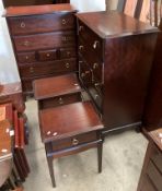 A mid-century Stag five-piece bedroom suite including two single drawer bedside cabinets,