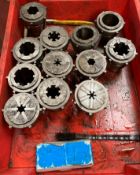 12 x assorted sized Burnerd multibore collets and 3 x collet chucks