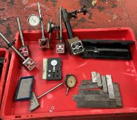 Contents to tray - assorted measuring devices, depth dial gauzes by Mercer and Baty,