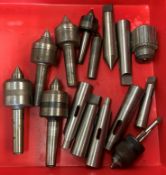 Contents to tray - 5 x assorted revolving lathe centres by Jones & Shipman etc,