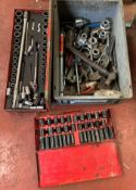 A cased set of impact wrench sockets, a part Britool socket set,