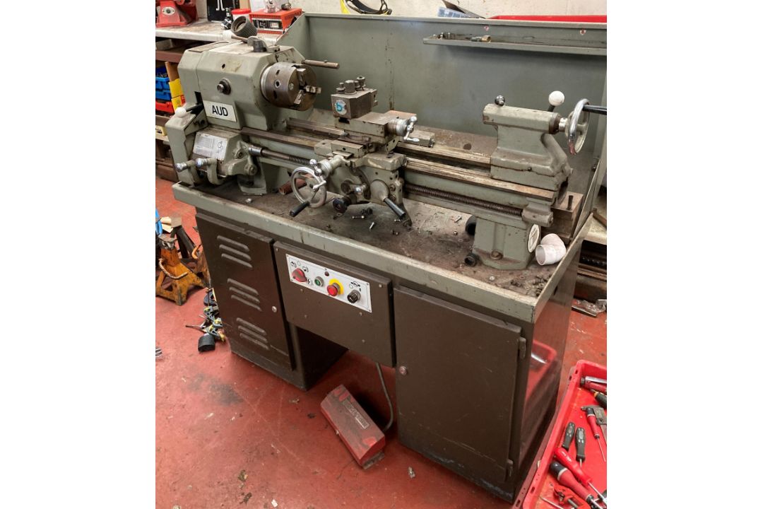 1 x Boxford Aud 5 inch Lathe with three jaw chuck (3 phase - no power cable) and emergency foot - Image 1 of 7