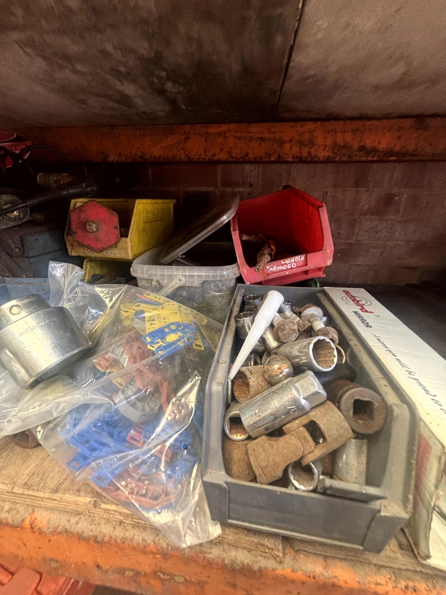 Contents to 3 x shelves - assorted hand tools, electric Power G router (240v), Britool sockets, - Image 3 of 13