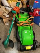 3 x items - Flora Best lawn mower, Black & Decker GL 546 Reflex + garden strimmer,