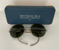 A pair of British military sunglasses type: G 229/1398 and stamped on nose bar "Algha" (CWH Ref: