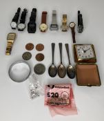 Nine assorted watches including a vintage digital Casio data bank 50 and a Casio CS83 (missing some