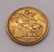 A 1891 Sydney full Sovereign with Victoria Jubilee head (CWH Ref: GC2)