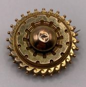 A gold-tone Etruscan Revival Victorian keep-sake brooch (hallmark worn) approximate weight: 6.