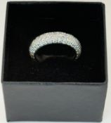 Platinum diamond eternity pave dress ring with 60 round brilliant stones (assessed total carats 3.