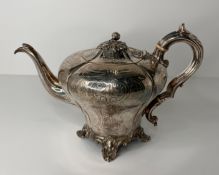 A Victorian silver hallmark teapot by Henry Wilkinson HW & Co Sheffield 1847 with floral etched