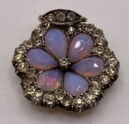 A gold-tone backed pendant set with opalescent tear drop stones and rhinestones (CWH Ref: GC2)