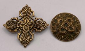Two 'Kalevala Koru' design bronze brooches made in Finland each with initials/stamp (CWH Ref: GC2)