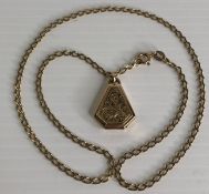 A 9ct gold 17" chain with a 9ct gold etched locket, total approximate weight: 7.