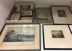 Seven framed prints - Chantry Chapel on Wakefield Bridge 44 x 34cm,