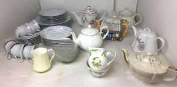 Thirty nine items - six teapots - R C Chrysanthemum, Duchess white and gilt trim, The Village Hall,