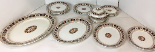 Twenty-one pieces of John Tams Crown Pottery dinner service in Imari palette of colours and