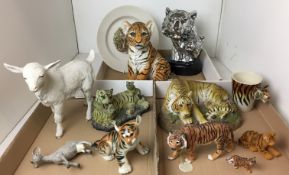 Twelve items (ten depicting tigers and two goats) - Out of Asia by Leonardo 9cm high,