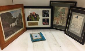 Five items - framed tribute to Marvin Hagler 44 x 32cm,