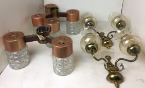 Four light fittings - mid-century copper,