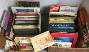 Fifty plus items - forty-five books on birds, nature, Alec Wright sketch book, horses, railways,