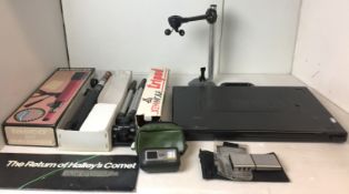 Six items - Tasco 20ER telescope 15X-45X 50mm zoom with box, Kewmode L500 tripod with box,