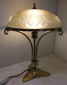Brass table lamp with glass shade 44cm high (CWH Ref: V08)