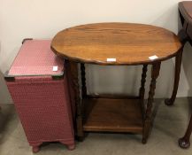 A 20th century oak oval side table with barley twist legs and undertray,
