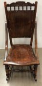 An early 20th century beech and elm rocking chair (CWH Ref: MA5)