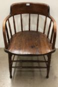 A 19th century captains desk chair with turned spindles and supports (CWH Ref: MA5)