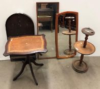 Five items including a bagatelle board, a freestanding ashtray,