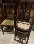 A set of three Victorian mahogany chairs with embroidered seats,