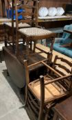 An oak double gate leg dining table, 99cm x 50cm to 166cm,